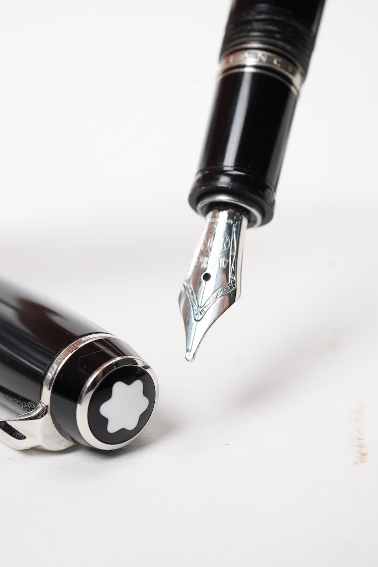 A Montblanc Boheme Noir retractable fountain pen, case with receipt